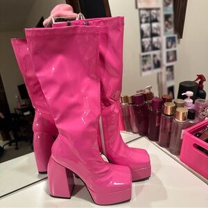 Dolls Kill Hot Pink Heeled Boots